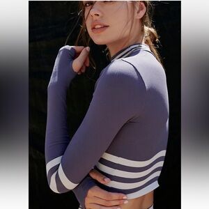 Free People Movement Triumph Stripe Turtleneck Purple Size M/L